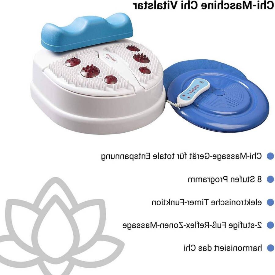Massage Apparaat Blauw Vitalstar Ontspannend 8 Stappen Prog 2-Traps Voetreflexzonemassage Timer Afstandsbediening Vitaliserende Chi Machine incl. Twister (Draaiplateau)