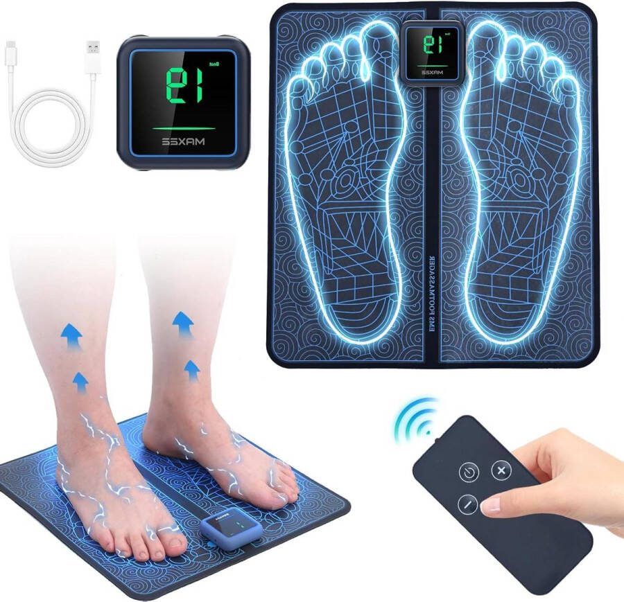 Massage Apparaat Voetmassageapparaat draadloos draagbaar afstandsbediening EMS 8 modi 19 intensiteiten