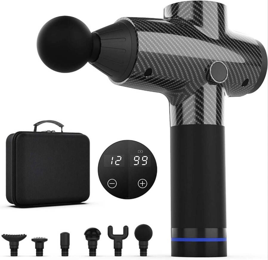 Massage Gun Deep Tissue – Spier – Nek Rug Massager 6 Snelheden & 6 Massage Hoofden Professionele Elektrische Spier Gun