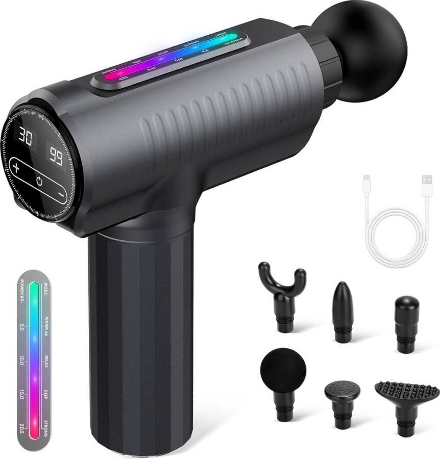 Massage Gun Diepe Weefsel Krachtige Percussie Spier Massage Gun Met 6 Massage Heads 30 Snelheden