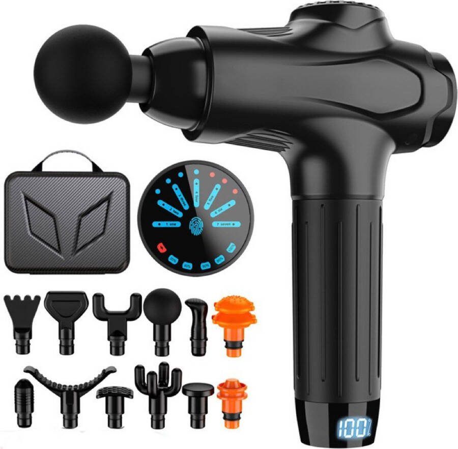 Massage Gun Massage Apparaat Massage Gun Professioneel 12 Opzetstukken Sport en Relax Massage apparaat USB Zwart