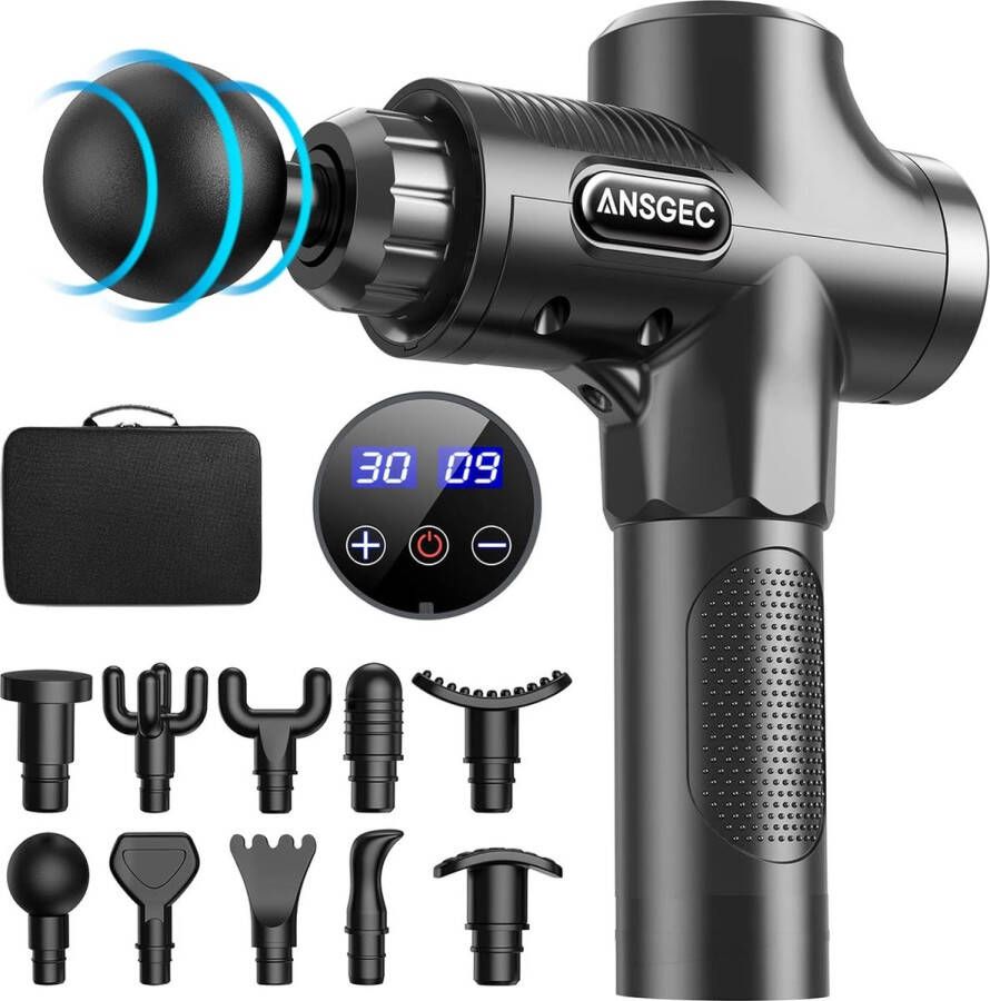 Massage Gun met 10 Massage Koppen Krachtige Antislip Stille Professionele Elektrische Handheld Massage Pistool voor ontspannen herstel -LCD-aanraakscherm