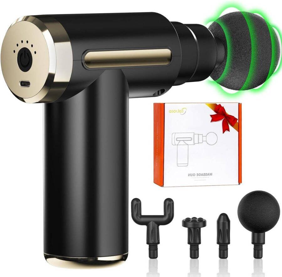 Massage Gun Mini-Massage Gun- Diepe Weefselmassage- Draadloze Handheld Massager- 6 Snelheden- 4 Hoofden- 1800mAh Batterij- Oplaadbaar via Type-C- Super Stil- Pijnverlichting- Geschenken- Zwart massage gun