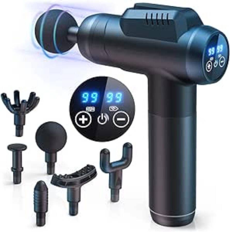 Massage Gun Spiermassage Handmassageapparaat Nek Schouder Rug Benen Armen Verlichting Van Pijn LCD Touchscreen