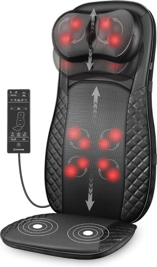Massage Mat Massagestoelkussen met warmtefunctie Shiatsu massagekussen voor nek en rug volledig lichaam rugmassageapparaat met vibratie diepe kneedrollen massageapparaat voor schouders taille geschenken