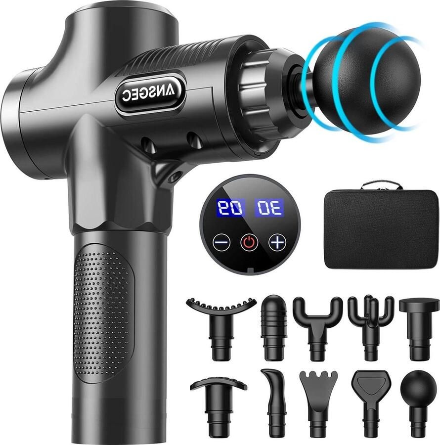 Massage Pistool 30 Snelheden Diep Weefsel 10 Massage Koppen Krachtig Antislip Stil Professioneel Elektrisch Handheld Massage Pistool voor ontspannen herstel LCD aanraakscherm