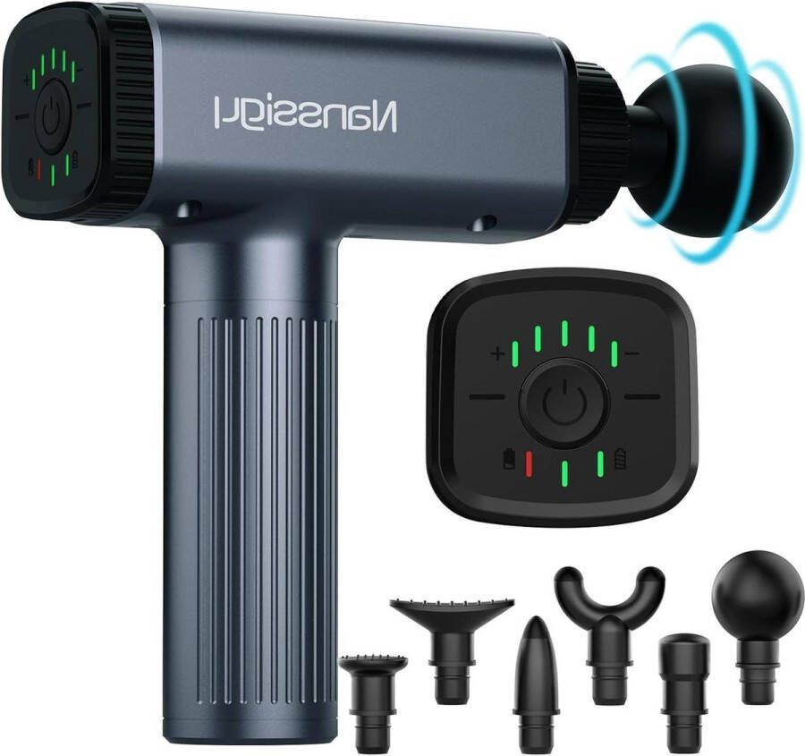 Massage Pistool Deep-Tissue Massager 2600mA Stil Handmassageapparaat- Geweer met 6 Koppen- 5 Snelheden-Rug Nek Schouder Verlichting van Spierpijn