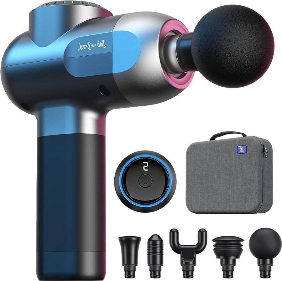 Massage Pistool Diepweefsel Percussiemassager Spiermassager met 5 Snelheden en 5 Koppen Handmassageapparaat voor Thuis Gym Kantoor Herstel Pijn en Stijfheid Verlichting Zilver