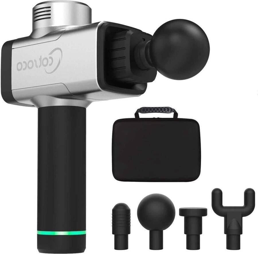 Massage Pistool Draadloos Handmassageapparaat Keuze Uit 5 Snelheden Diepe Weefsels en Spieren Percussie Massageapparaat met Quiet-Glide-technologie Zilver