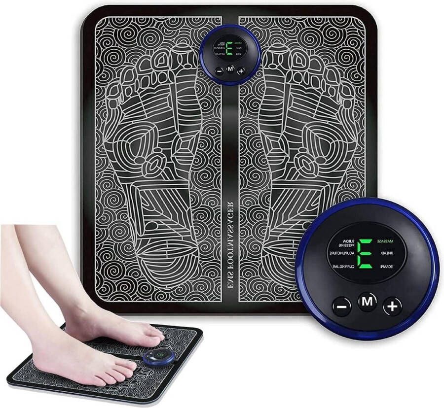 Massageapparaat voeten elektrisch inklapbaar en draagbaar voor de doorbloeding en verlichting van spierpijn 6 modi en 9 intensiteiten EMS Voetmassageapparaat