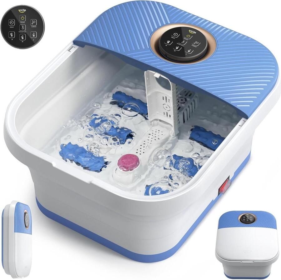 Massageapparaat voeten Voetbad inklapbaar met massage verwarming 41-48 °C afstandsbediening pedicure puimsteen voetbad met massagefunctie voetbruisbad met massage en verwarmingsfunctie 6 massagerollen