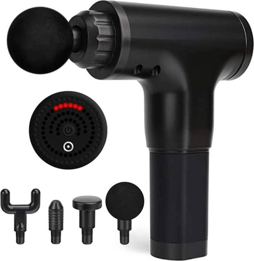 Massagegeweer Massagepistool Deep Tissue Elektrische Handheld Percussie Spiermassager Massage Gun 6 Snelheden & 4 Massagekoppen voor Spieren Relief