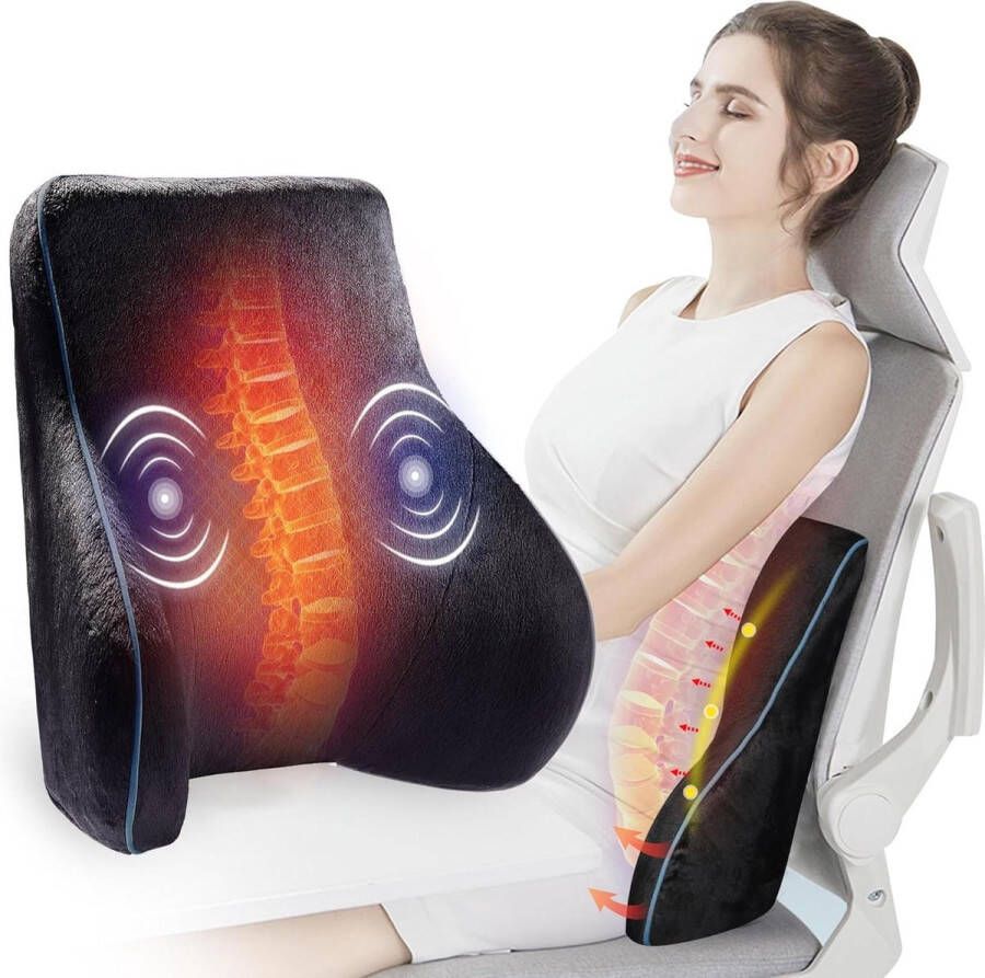 Massagekussen lendenwervelkussen met 3 massagemodi en warmtestanden verstelbare riemen thuis kantoor praktische geschenken massage matras