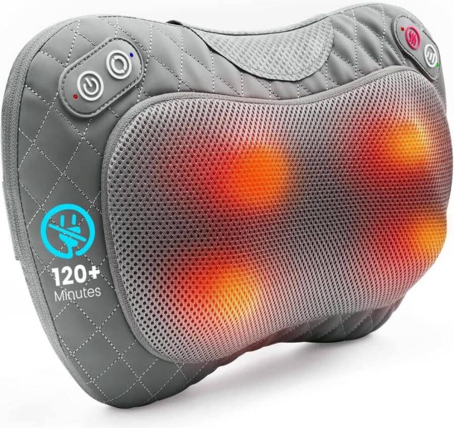 Massagekussen Nekkussen met Warmte Functue Shiatsu Draadloos Oplaadbaar