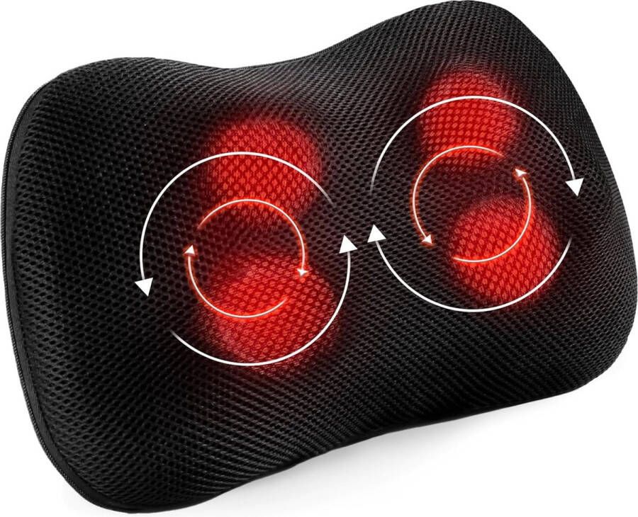 Massagekussen Nekkussen met Warmte Functue Shiatsu Draadloos Oplaadbaar