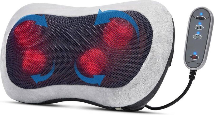 Massagekussen Nekkussen met Warmte Functue Shiatsu Draadloos Oplaadbaar