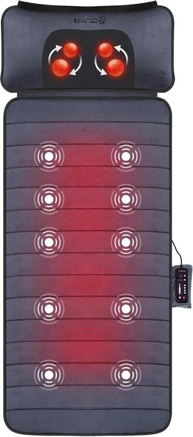 Massagemat met warmtefunctie full-body massagemat met beweegbaar Shiatsu-massagekussen 10 vibratiemotoren 4 verwarmingskussens nek- en schouder-rugmassageapparaat pijnverlichting massage matras