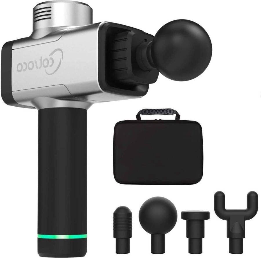 Massagepistool 5 snelheden draadloos handmassageapparaat diepe weefsels spieren percussie-massageapparaat Quiet-Glide-technologie zilver