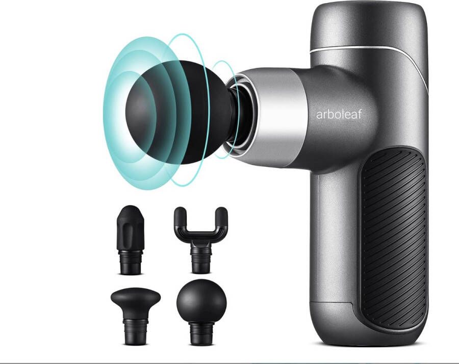 Massagepistool massageapparaat mini massage gun stil massagepistool met 4 siliconen massagekoppen 4 snelheden draagbaar