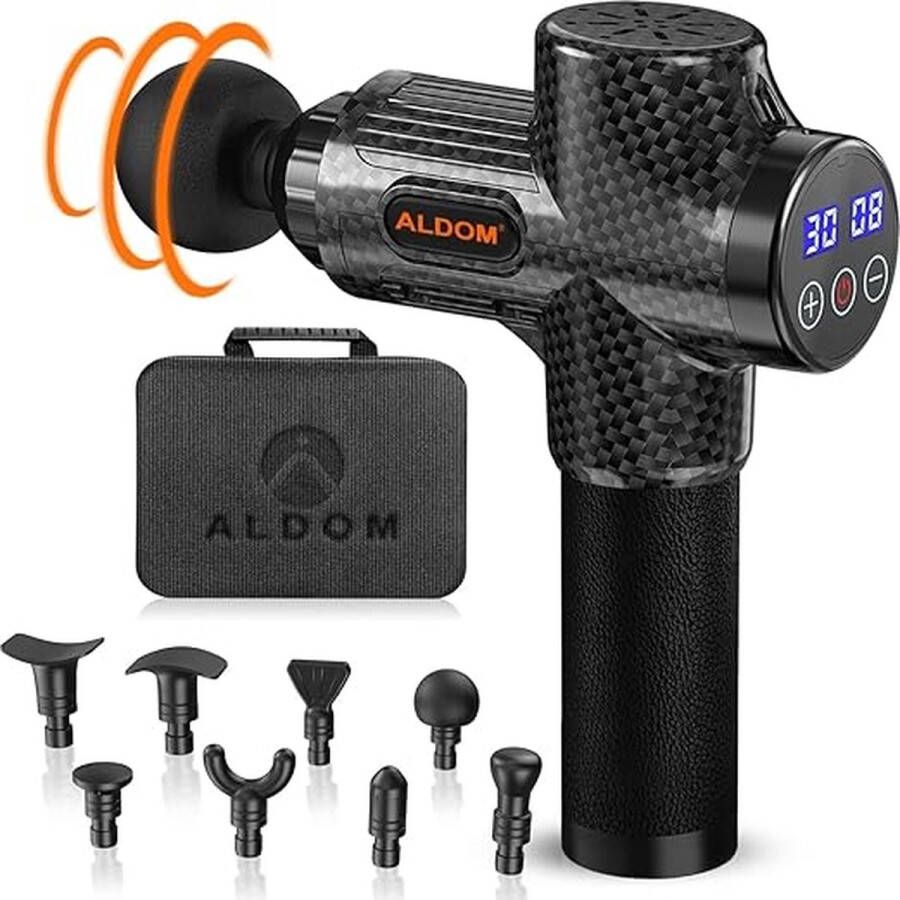 Massagepistool voor Diepe Spiermassage 30 Instelbare Niveaus 8 Massagekoppen en LCD-display