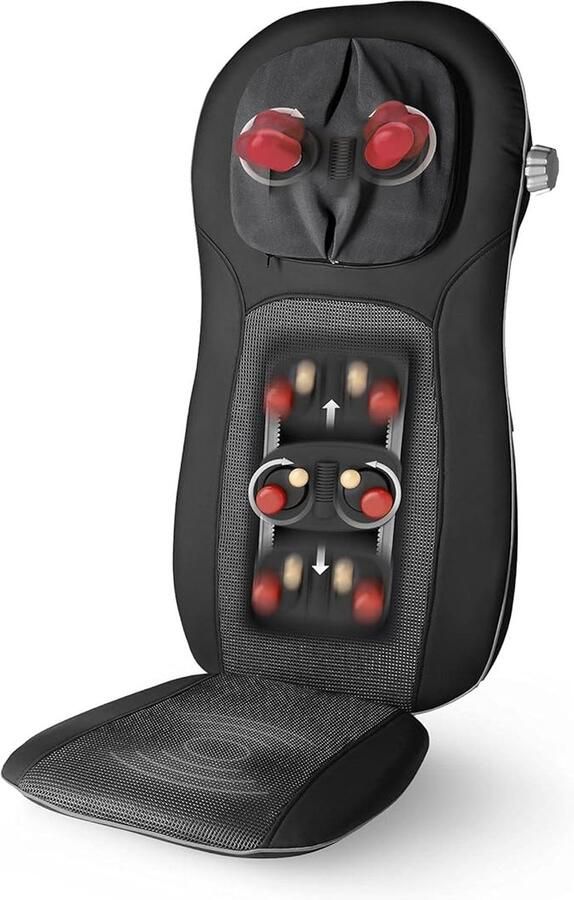 Massagestoelkussen Massagestoel Massagezitkussen met Vibratie Automatische Uitschakeling Instelbare Nekmassage 3 Intensiteiten Shiatsu Massagekussen