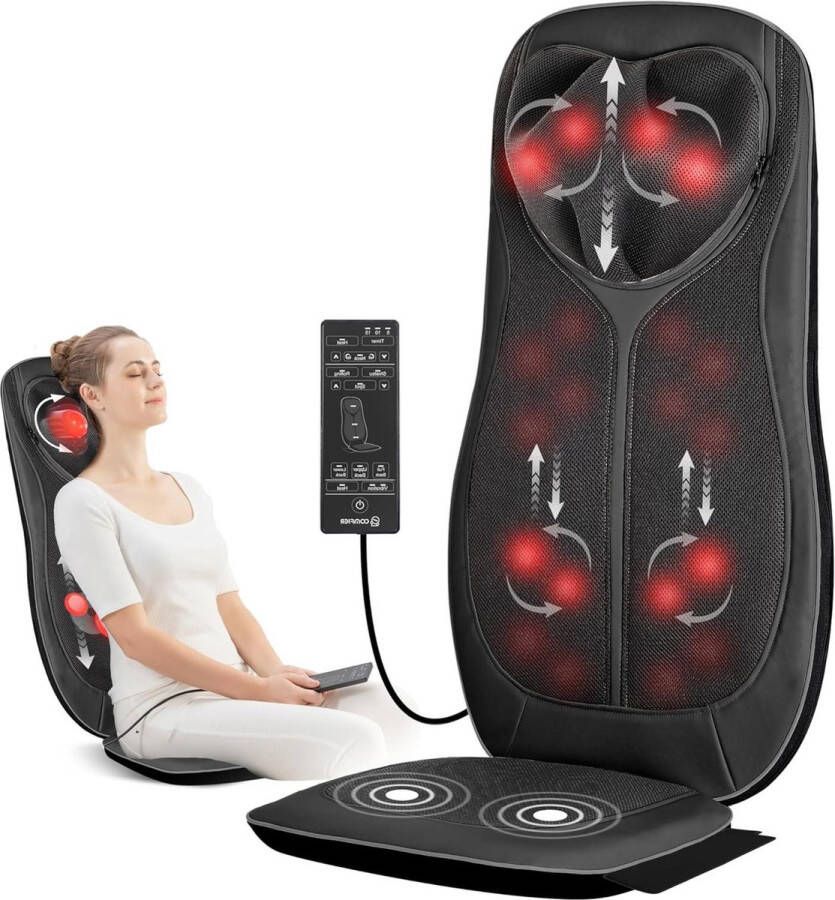 Massagestoelkussen met kneed-rol- vibratie- warmte nek schouder rugmassageapparaat- geschenken massage matras