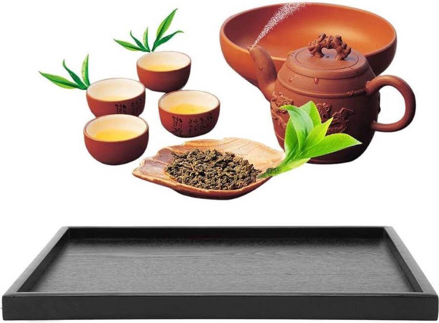 Massief houten rechthoekig dienblad voor thee koffie 36 x 27 cm