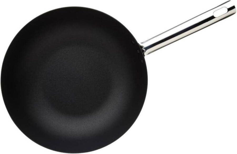 MasterClass Wokpan 24 cm Antiaanbaklaag Koolstofstaal Zwart 422 x 242 x 13 cm