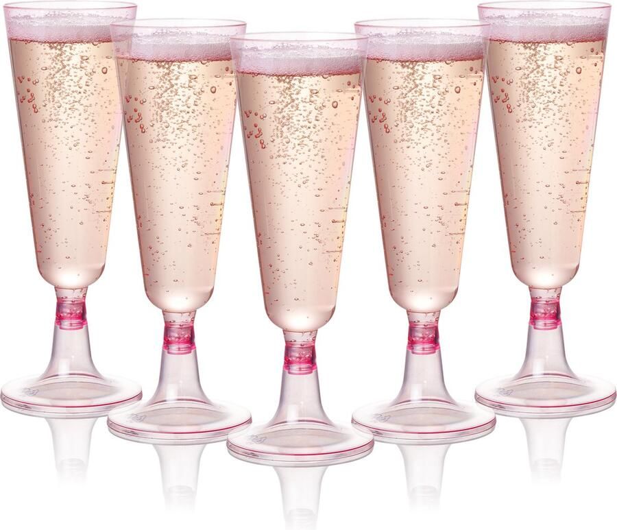MATANA 24 Herbruikbare Roze Plastic Champagneglazen 150ml