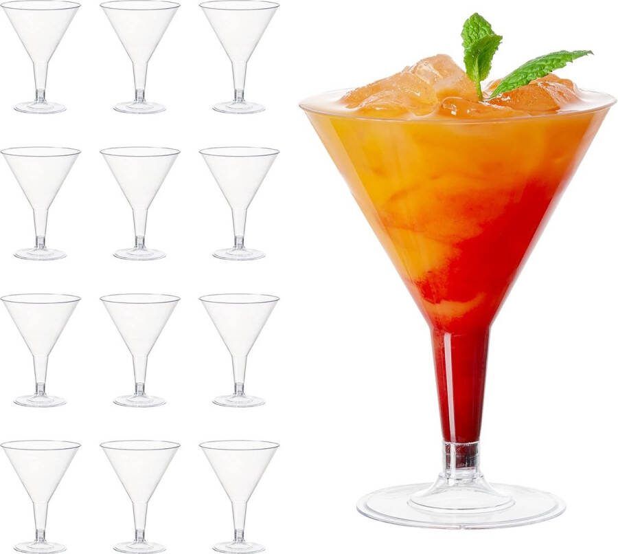 MATANA 48 Hard Plastic Martiniglazen Cocktailglazen voor Verjaardagen Bruiloften Barbecue Kerst en Feesten Herbruikbare en Elegante Plastic Glazen voor Cocktails Desserts