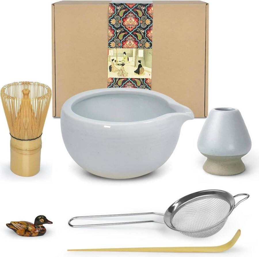 Matcha Ceremonie Kit Japanse theeceremonie kom schenktuit garde theelepel matcha poederzeef matcha theeservies Usucha Koicha Matcha Latte cyaan