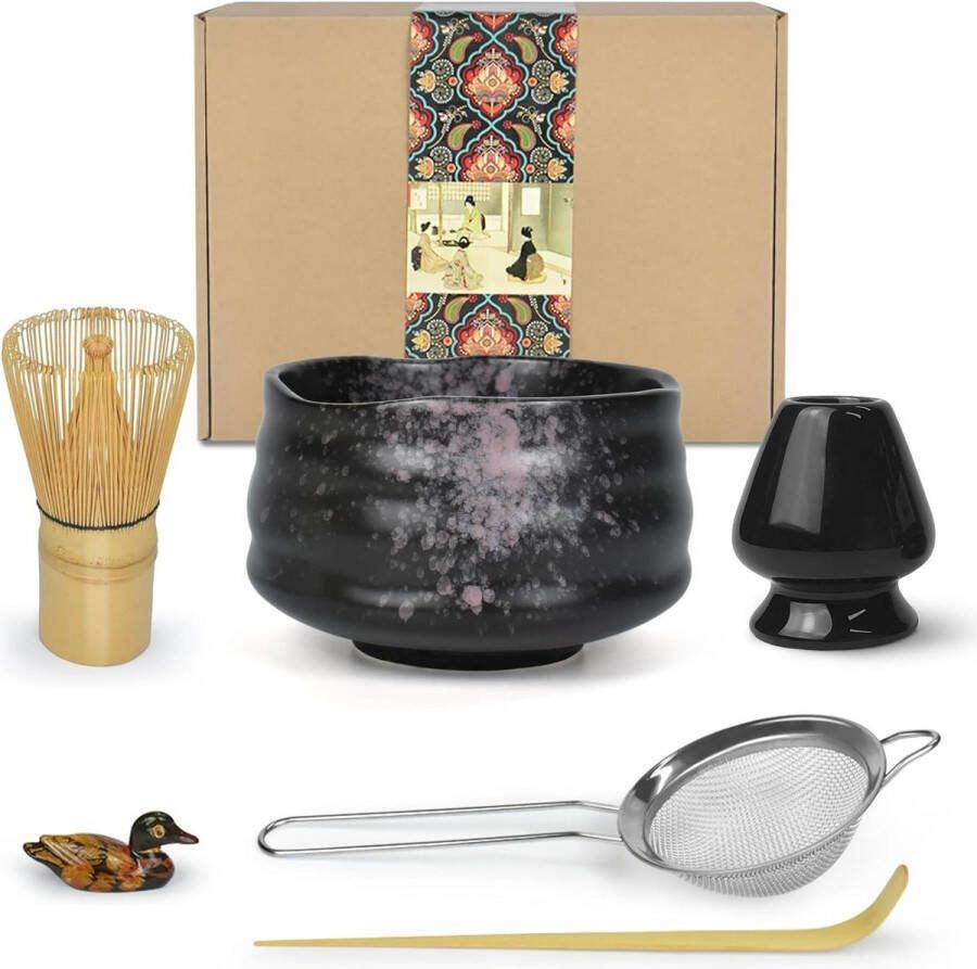 Matcha ceremonie kit Japanse theeceremonie traditionele matcha kom garde theelepel matcha poeder zeef matcha thee set Usucha Koicha Matcha Latte zwart