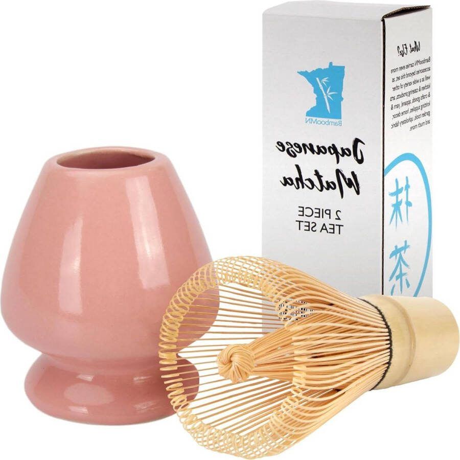 Matcha set Bamboe Garde Roze Inclusief Garde Houder