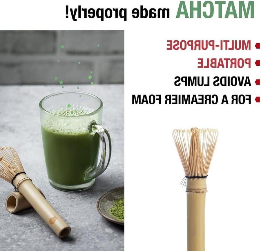 Matcha set Bamboe Matcha Whisk met Lang Handvat voor Matcha Latte en Theeceremonie Reis Matcha Garde