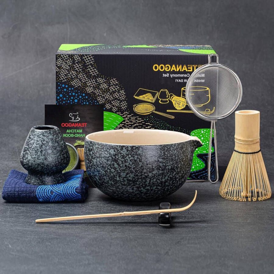 Matcha set Japanse theeset 7-delig Matcha garde kom met tuit Bamboe Matcha garde schep houder Thee maken set N17