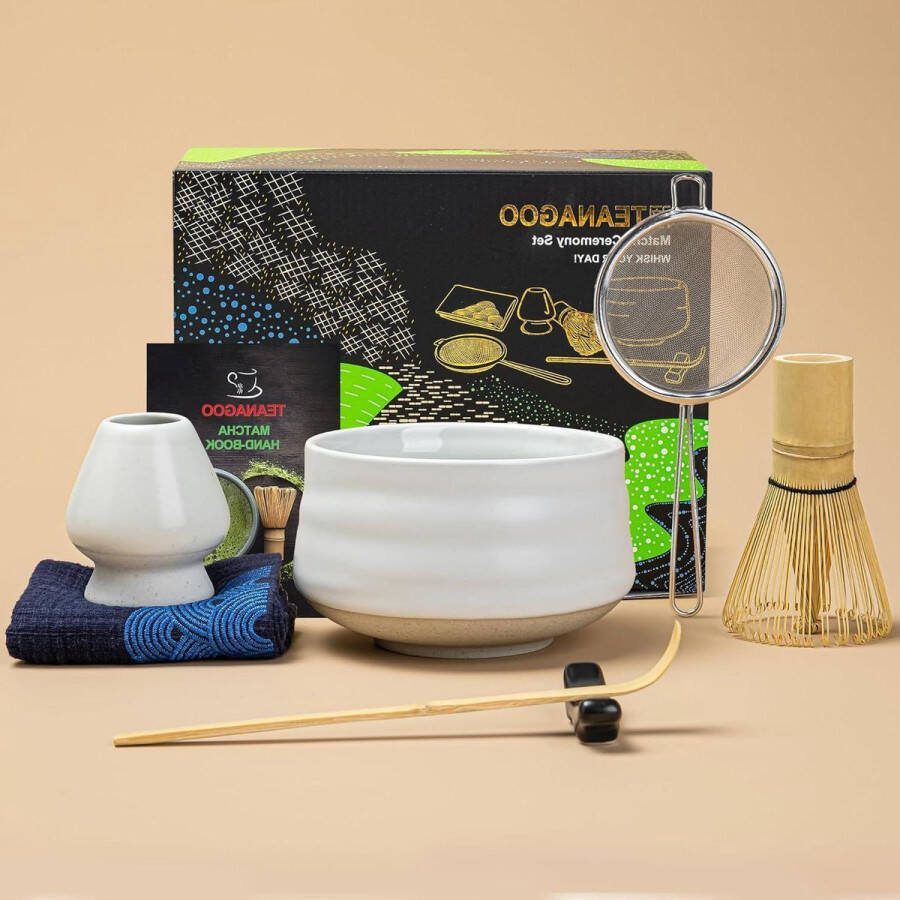 Matcha set Japanse theeset Matcha kom bamboe garde Matcha zeef gardehouderstandaard Matcha garde set N1 Matcha groene theepoeder