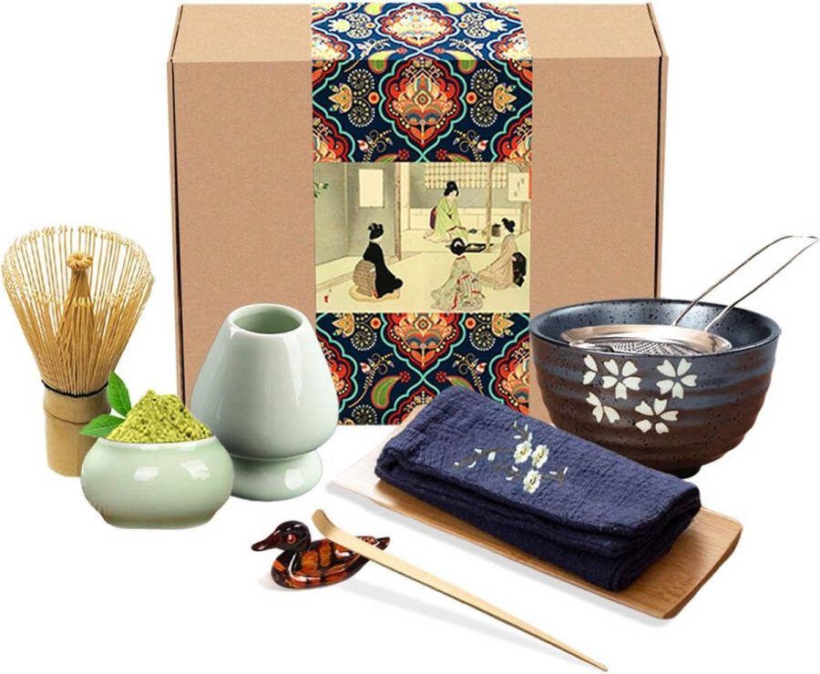 Matcha set Matcha kit Japanse Matcha Theeservies Matcha Garde Traditionele Scoop Matcha Bowl Keramische Garde Houder Matcha Caddy Handgemaakte Matcha Ceremonie Kit voor Traditionele Japanse Theeceremonie