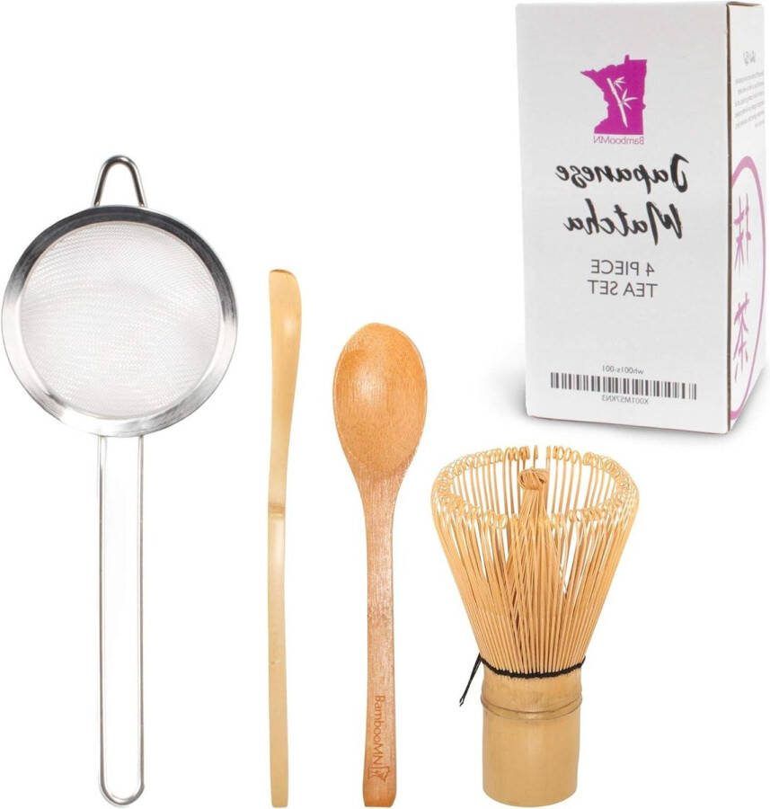 Matcha set Theeservies Japanse Chasen + Zeef + Lepel + Schep 1 Set