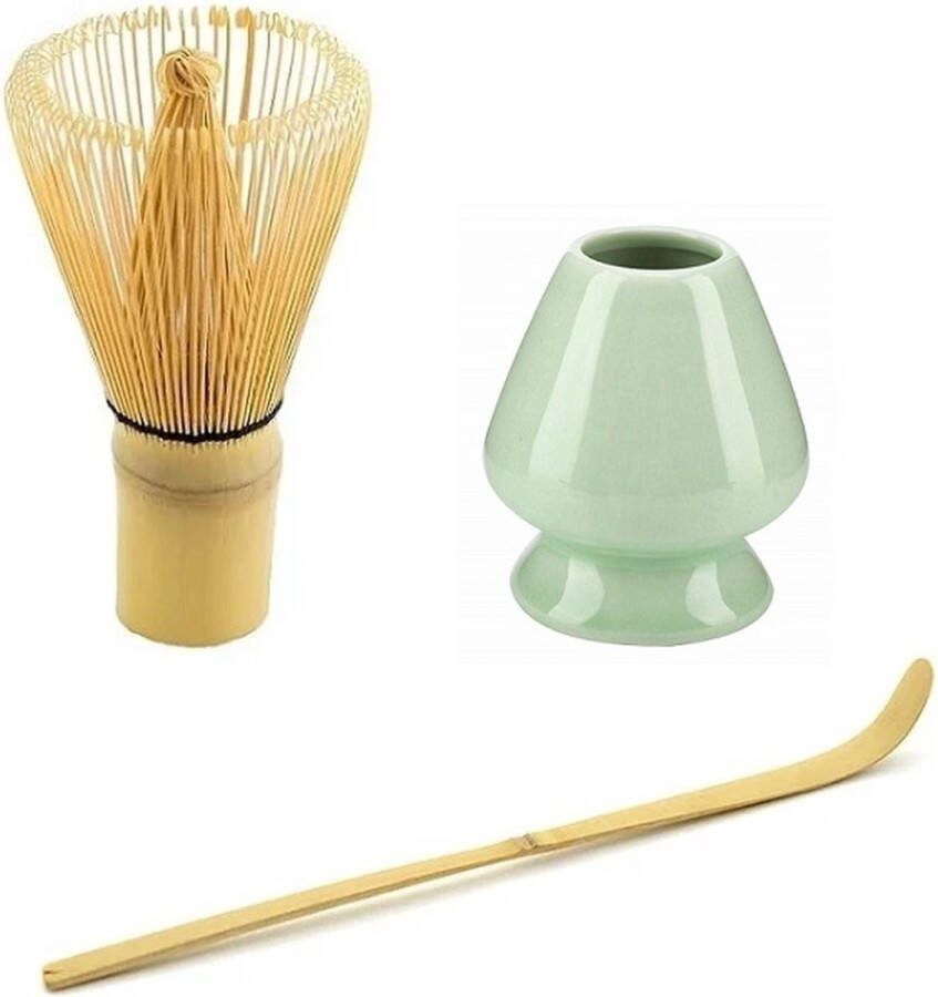 Matcha thee set compleet Matcha Klopper Matcha bamboe maatschep Matcha Chasen Houder Groen Japanse Theeceremonie Bamboe Matcha Whisk Set van 3