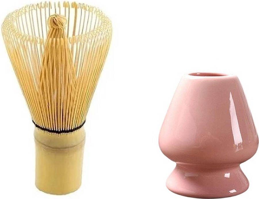 Matcha thee set Matcha Chasen Houder Roze Japanse Theeceremonie Matcha Whisk Matcha Klopper Premium Kwaliteit Set van 2