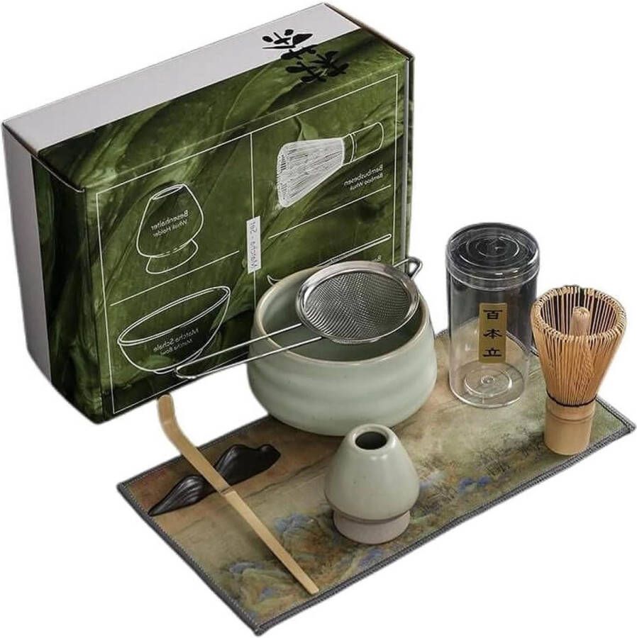Matcha theeset kom en gardeset starterset en ceremonieset voor Japanse matcha ceremonie met matcha groene thee Matcha Set