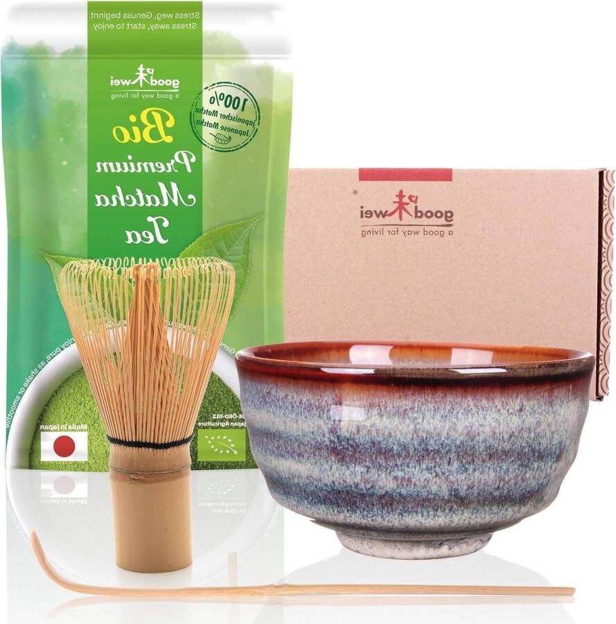 Matcha Theeset voor Beginners Theeceremonie Set met Biologische Japanse Matcha Thee (Uji)