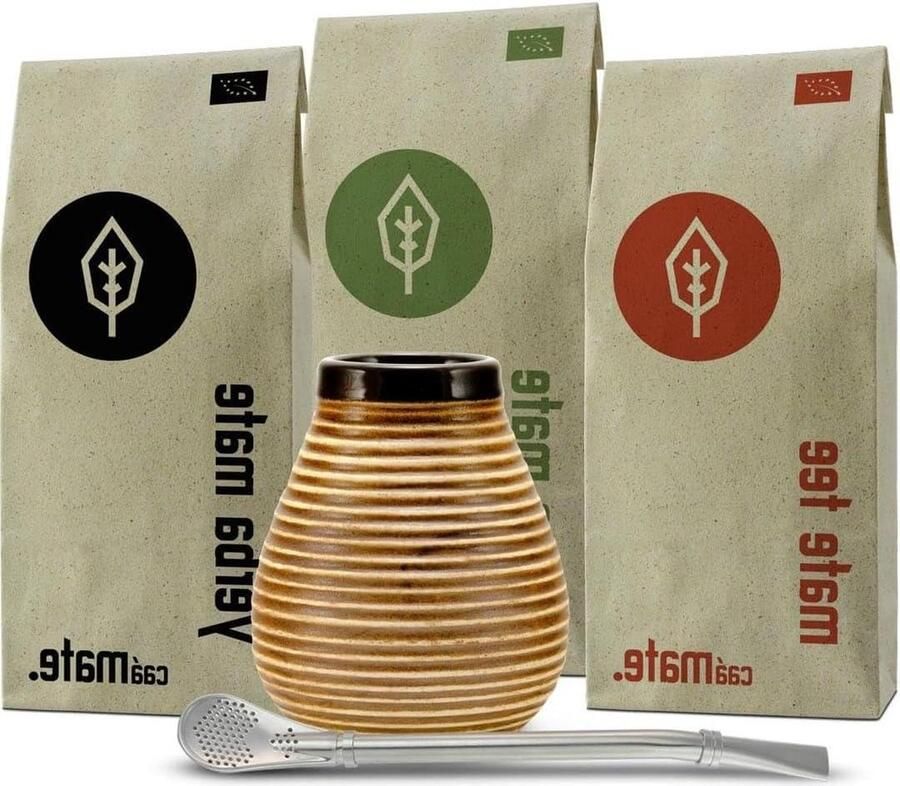Mate Theeset Bio 3 matesoorten matebeker bombilla handleiding Yerba Mate Cup