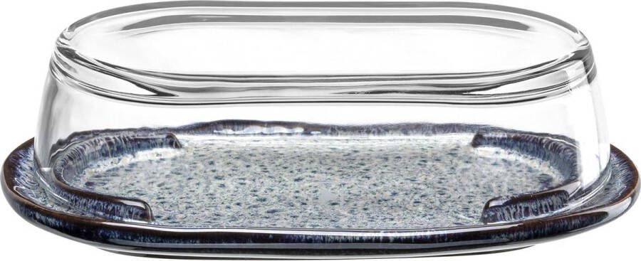 Matera botervloot keramische botervloot met glazen deksel handgemaakt vaatwasserbestendig antraciet 206 x 77 x 126 cm butter dish with lid