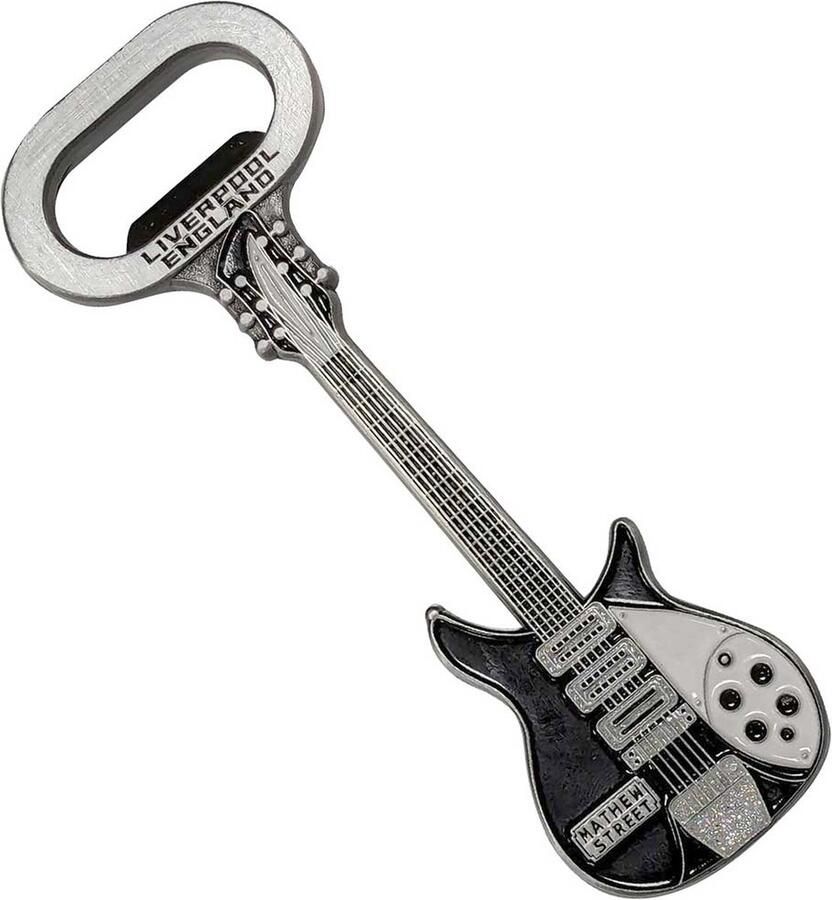 Mathew Street B&W Guitar Flessenopener Zilverkleurig
