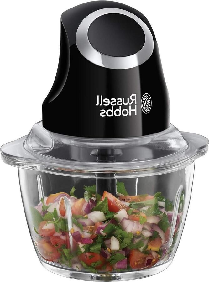 Matte Black Mini Hakmolen 1 Liter Glazen Kom 200 Watt Inclusief Opbergdeksel 24662-56