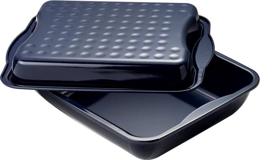 Maxi braadpan met deksel en ovenschaal van plaatstaal hoekige vorm vaatwasmachinebestendig 1 stuks