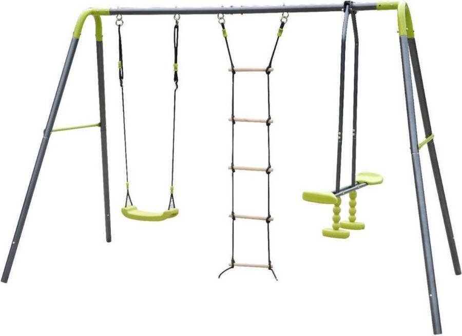 MaxxToys Schommelset 3 schommel & touwladder groen grijs
