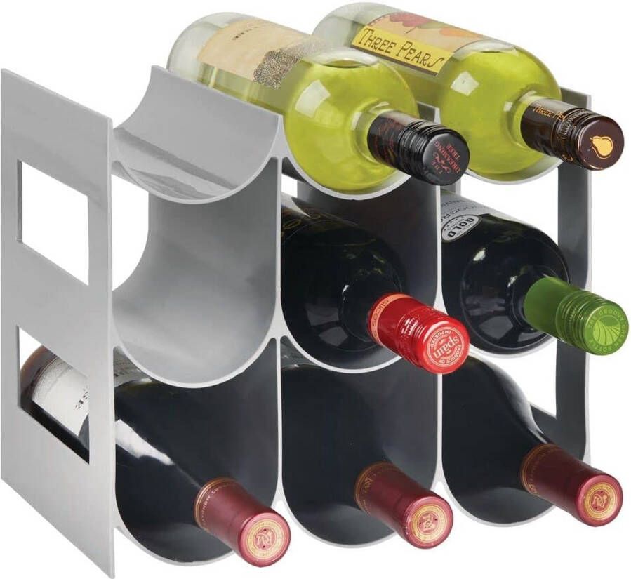 MDesign Flessenrek wijnrek waterflessen wijnflessen met 3 etages en 9 houders voor aanrechten voorraadkasten en koelkasten steen