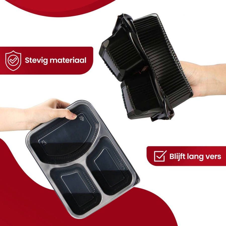 Meal Prep Bakjes 10 stuks 3 compartimenten Lunchbox Diepvriesbakjes Vershoudbakjes Plastic Bakjes Met Deksel Magnetron Bakjes Met Deksel Meal Prep Vershouddoos 1L BPA vrij Inventa
